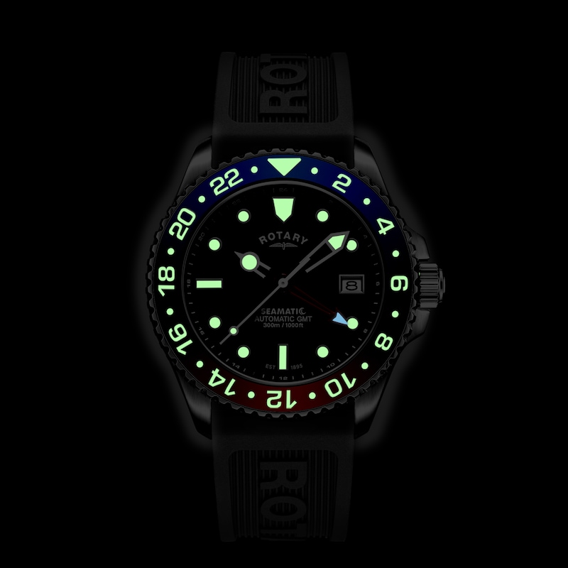 Main Image 6 of Rotary Seamatic GMT 300m Men's Black Silicone Strap Watch