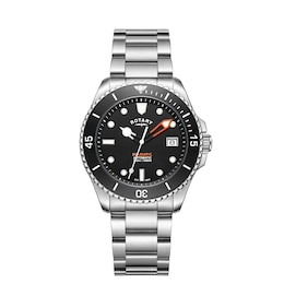 Rotary Seamatic 300m Men's Black Dial Stainless Steel Bracelet Watch