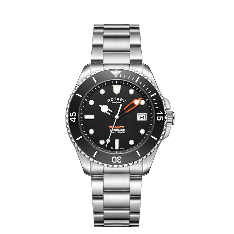 Main Image 1 of Rotary Seamatic 300m Men's Black Dial Stainless Steel Bracelet Watch