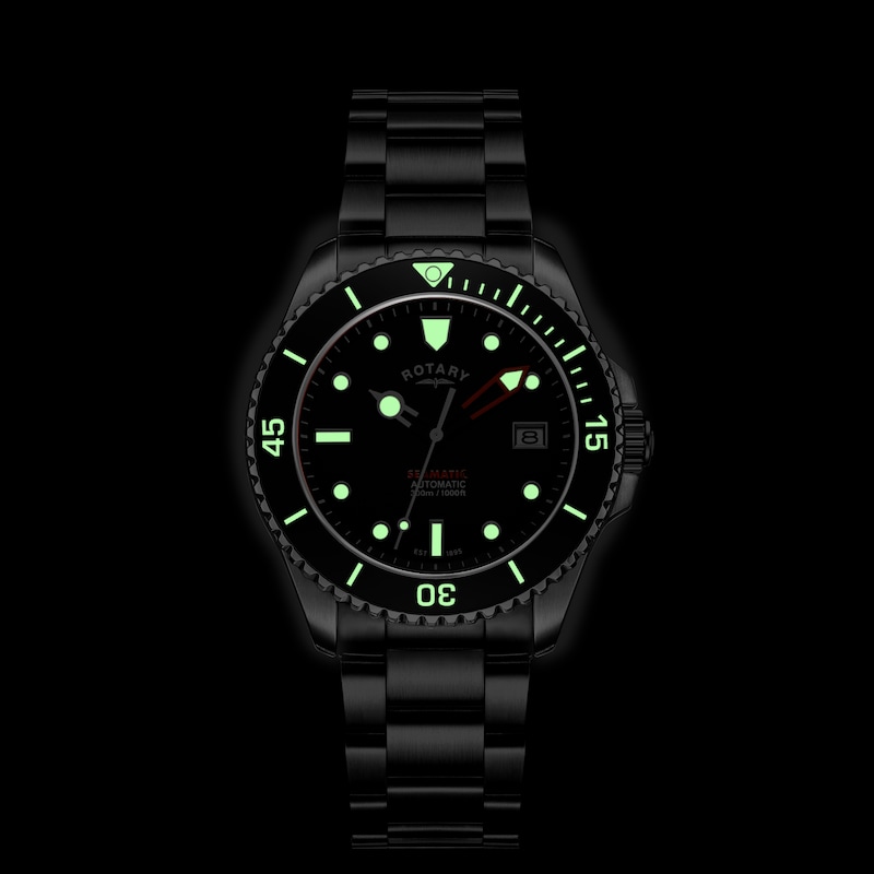 Main Image 6 of Rotary Seamatic 300m Men's Black Dial Stainless Steel Bracelet Watch