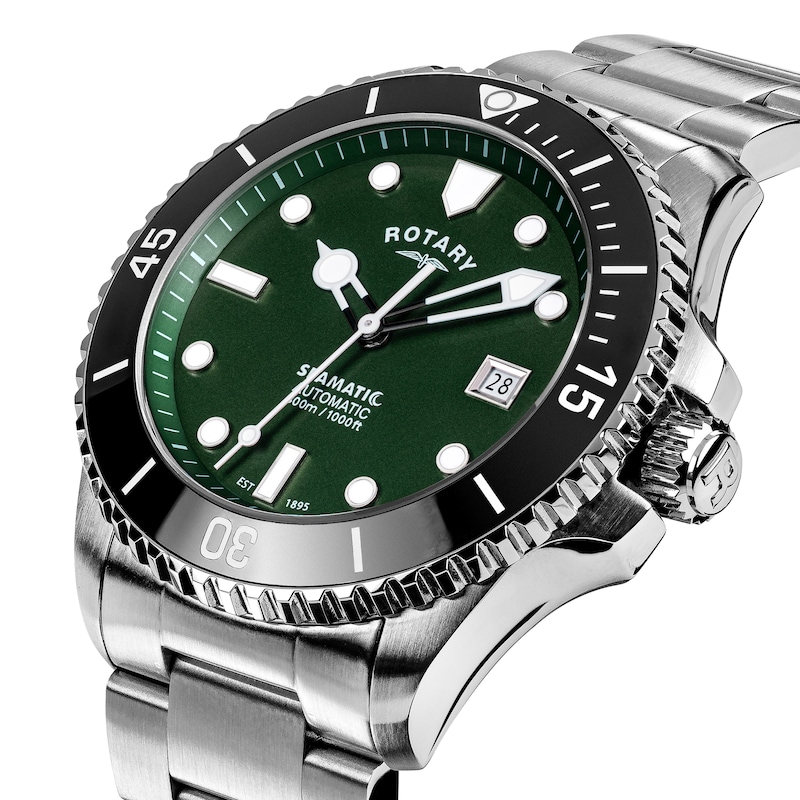 Main Image 2 of Rotary Seamatic 300m Green Dial & Stainless Steel Bracelet Watch