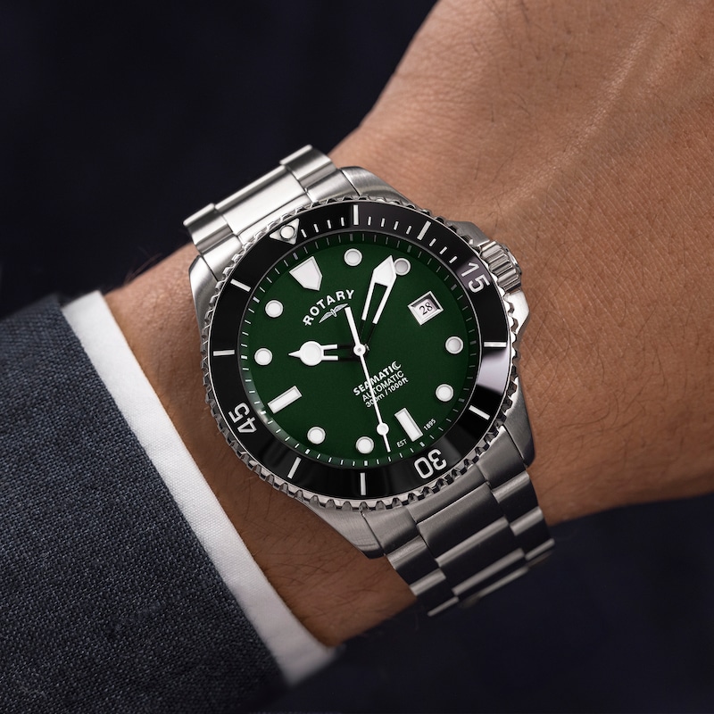 Main Image 3 of Rotary Seamatic 300m Green Dial & Stainless Steel Bracelet Watch