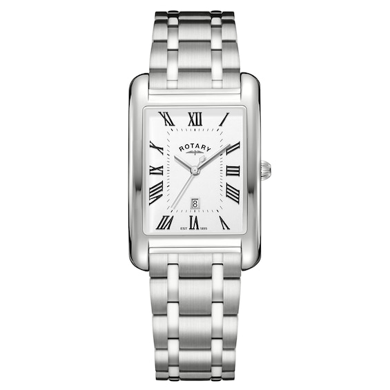 Men's Rotary Heritage Astoria Rectangular Stainless Steel Bracelet Watch