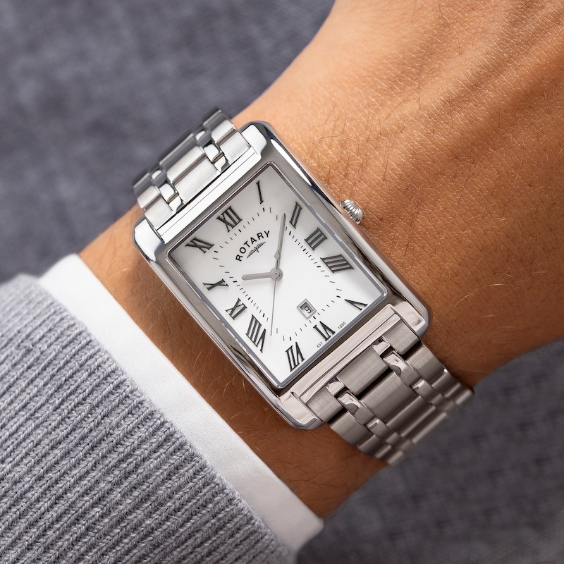 Main Image 4 of Rotary Heritage Astoria Rectangular Stainless Steel Bracelet Watch