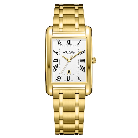 Men's Rotary Heritage Astoria Rectangular Gold Tone Bracelet Watch