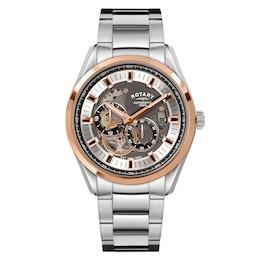 Rotary Seamatic Eclipse Men's Rose Gold Tone & Stainless Steel Watch