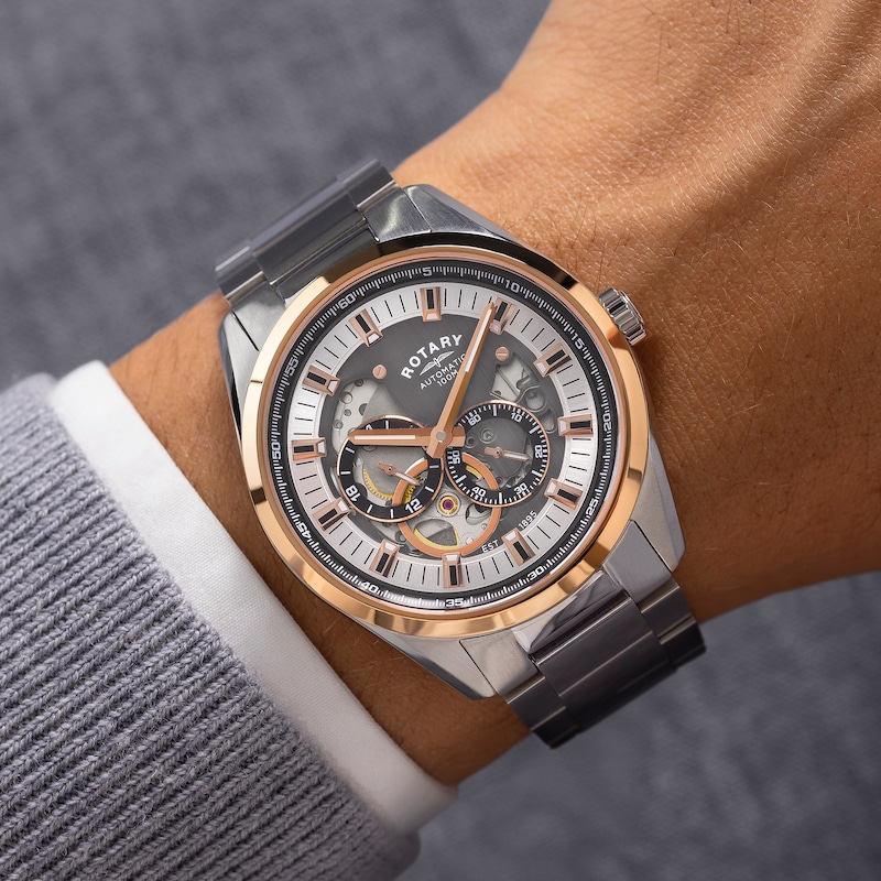 Main Image 3 of Rotary Seamatic Eclipse Men's Rose Gold Tone & Stainless Steel Watch
