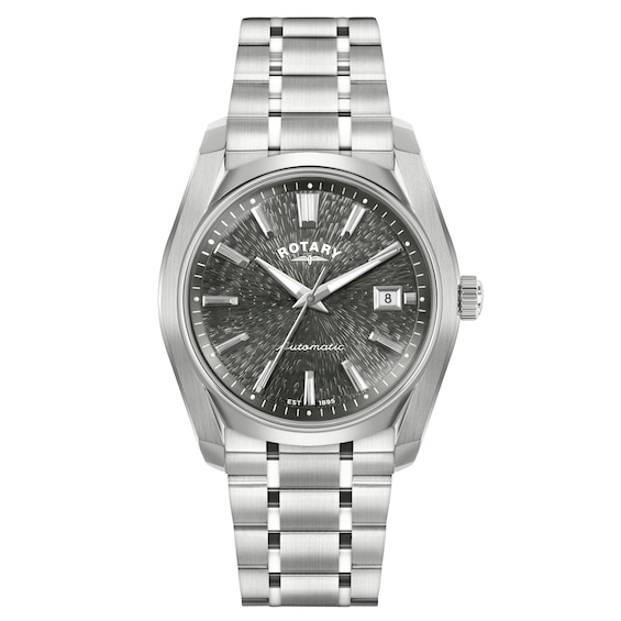 Men's Rotary Lu Grey Dial Stainless Steel Bracelet Watch