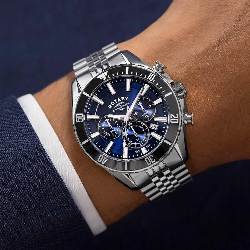 Main Image 4 of Rotary Apex 100 Chronograph Blue Dial & Stainless Steel Bracelet Watch