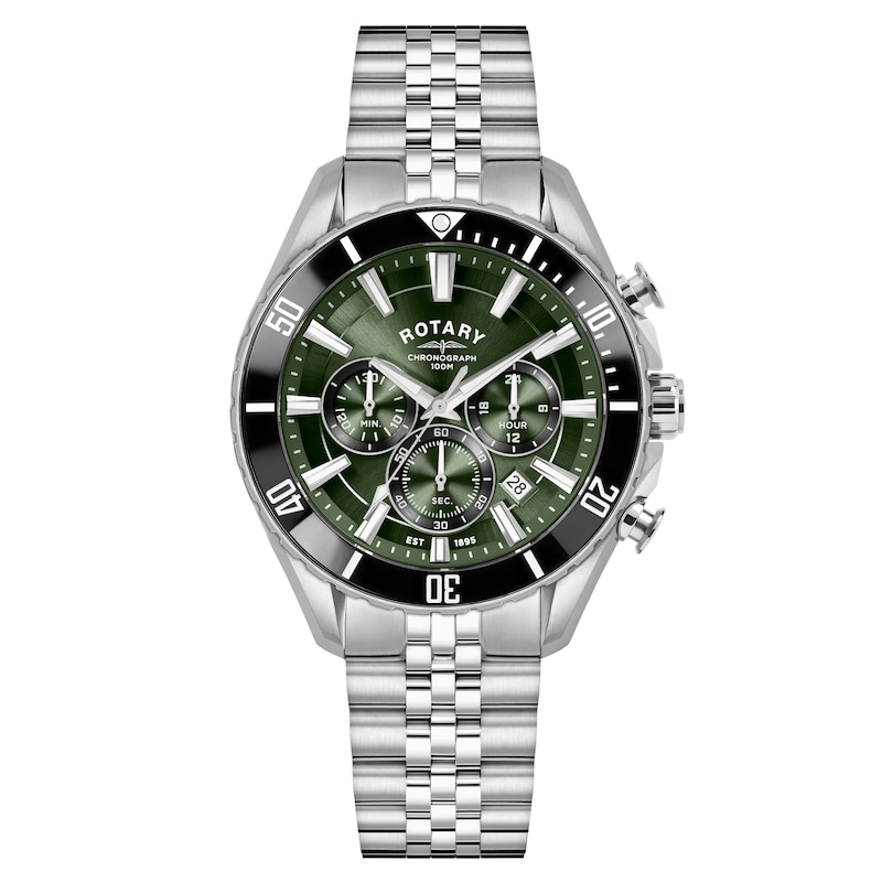 Main Image 1 of Rotary Apex 100 Chronograph Green Dial & Stainless Steel Bracelet Watch