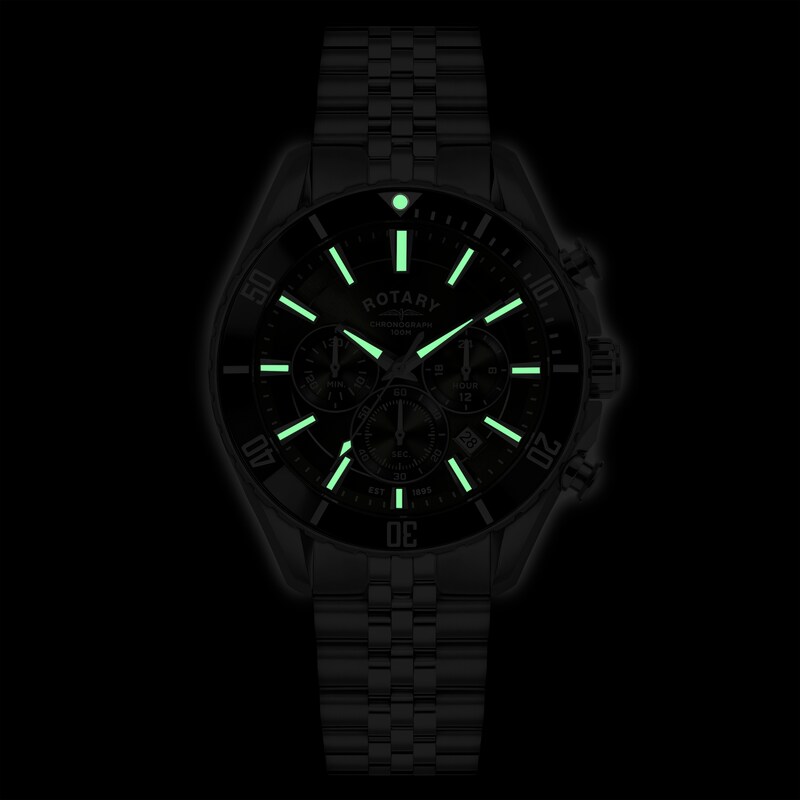 Main Image 6 of Rotary Apex 100 Chronograph Green Dial & Stainless Steel Bracelet Watch
