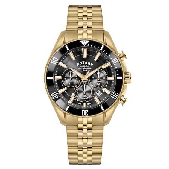 Rotary Apex 100 Chronograph Mens Gold Tone Bracelet Watch