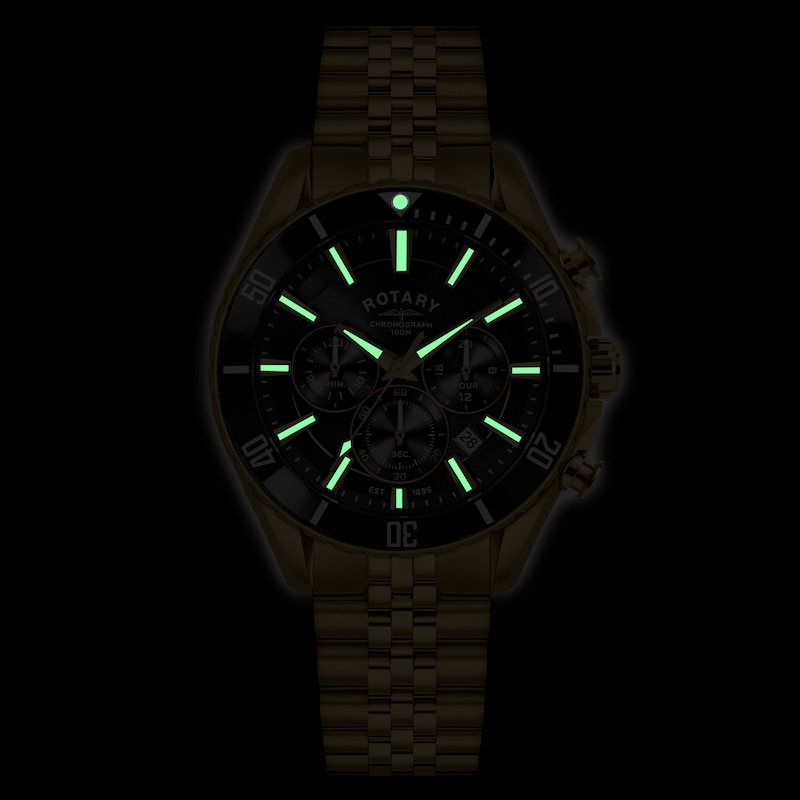 Main Image 6 of Rotary Apex 100 Chronograph Men's Gold Tone Bracelet Watch