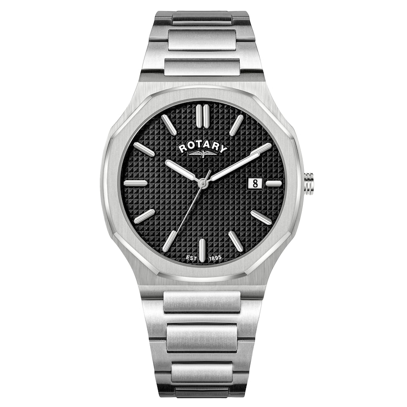 Main Image 1 of Rotary Heritage Men's Octagonal Black Dial & Stainless Steel Bracelet Watch