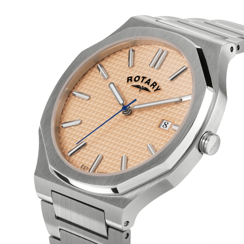 Main Image 2 of Rotary Heritage Men's Octagonal Champagne Dial & Stainless Steel Bracelet Watch