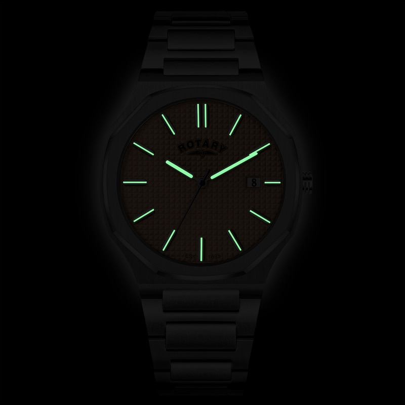 Main Image 5 of Rotary Heritage Men's Octagonal Champagne Dial & Stainless Steel Bracelet Watch