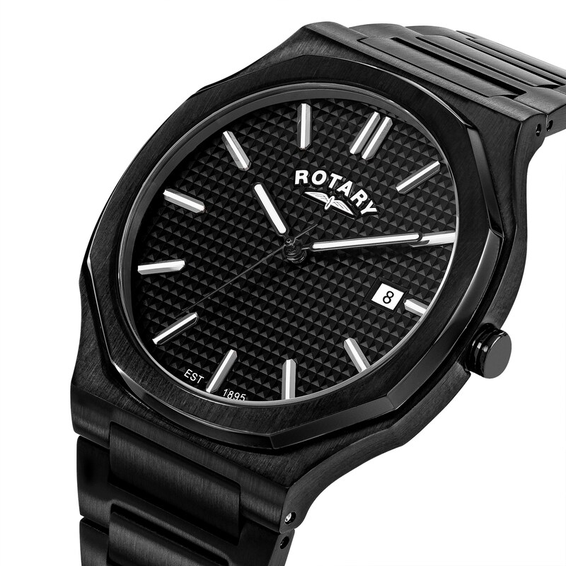 Main Image 2 of Rotary Heritage Men's Octagonal Gun Black Stainless Steel Bracelet Watch