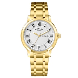 Rotary Heritage Men's White Dial & Gold Tone Bracelet Watch