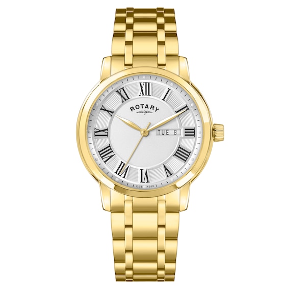 Men's Rotary Heritage White Dial & Gold Tone Bracelet Watch