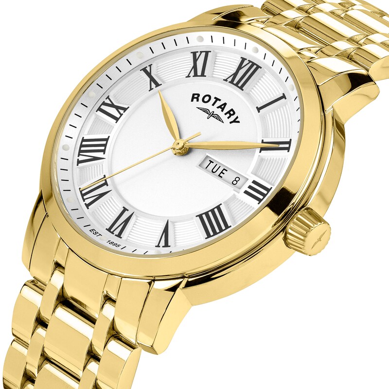 Main Image 2 of Rotary Heritage Men's White Dial & Gold Tone Bracelet Watch
