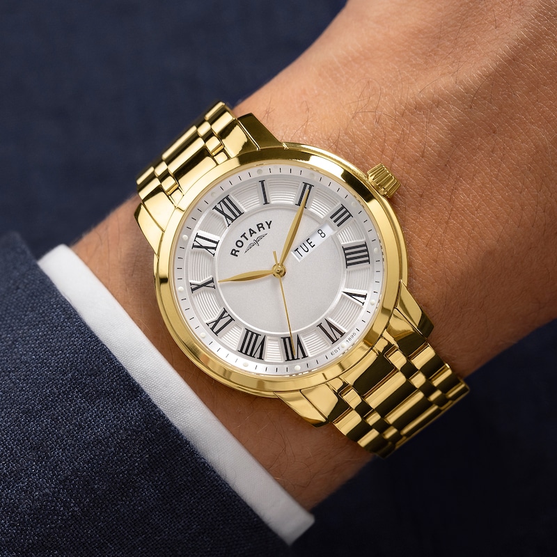Main Image 3 of Rotary Heritage Men's White Dial & Gold Tone Bracelet Watch