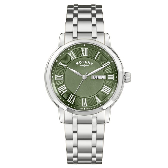 Men's Rotary Heritage Green Dial & Stainless Steel Bracelet Watch