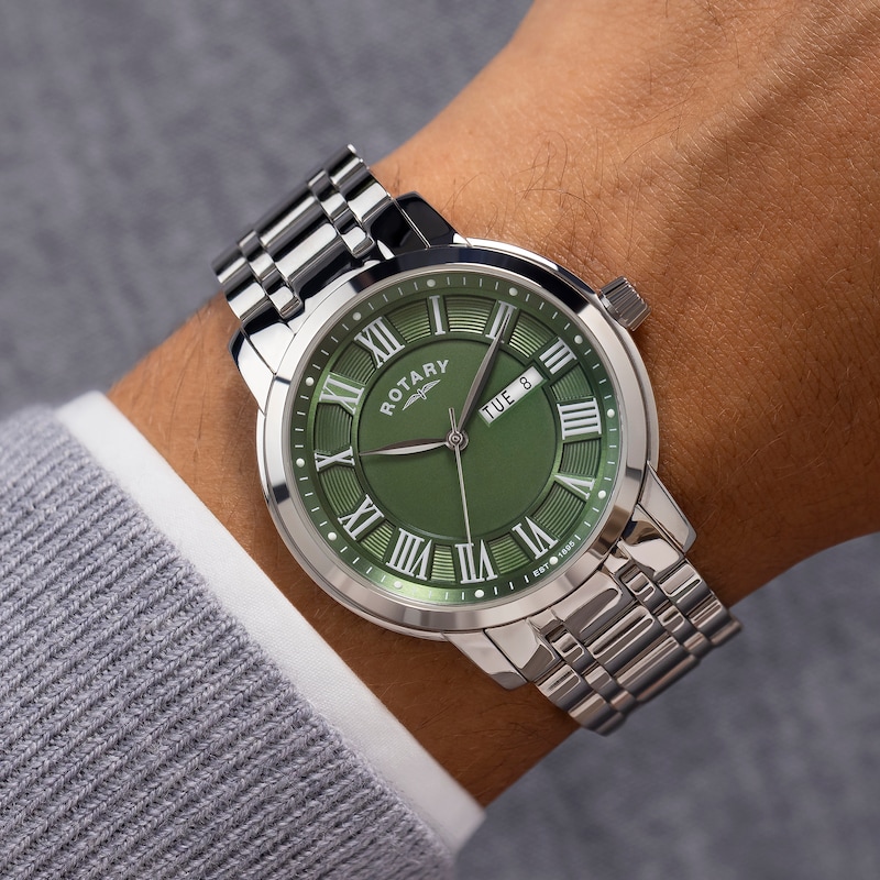 Main Image 3 of Rotary Heritage Men's Green Dial & Stainless Steel Bracelet Watch