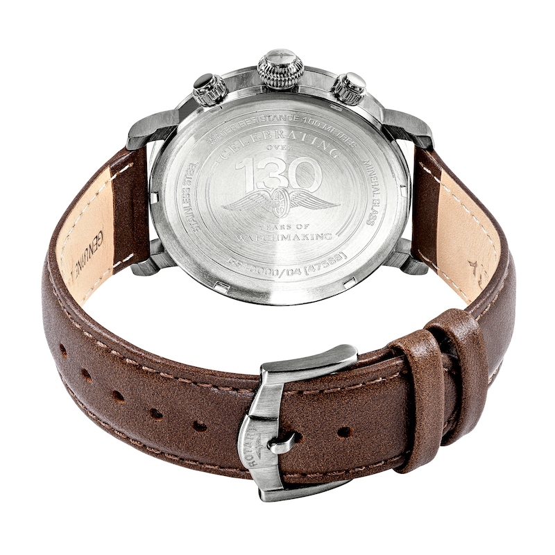 Main Image 4 of Rotary Heritage Pilot 100m Brown Leather Strap Watch