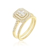 Thumbnail Image 2 of Engagement Ring 18ct Yellow Gold Emerald Shaped Halo Cluster Bridal Set 0.50ct Diamond Ring