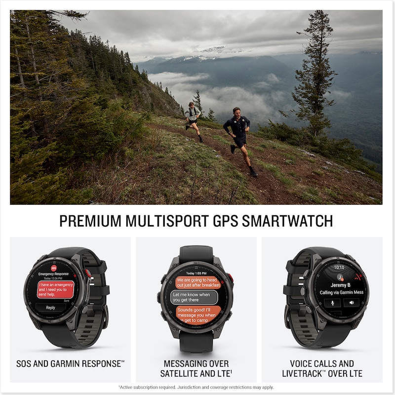 Main Image 2 of Garmin Fēnix 8 Pro 47mm AMOLED Carbon Grey DLC Titanium & Grey Silicone Smartwatch