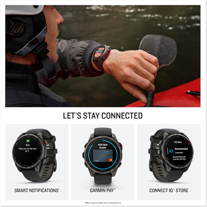 Main Image 4 of Garmin Fēnix 8 Pro 47mm AMOLED Carbon Grey DLC Titanium & Grey Silicone Smartwatch
