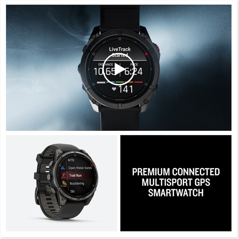 Main Image 8 of Garmin Fēnix 8 Pro 47mm AMOLED Carbon Grey DLC Titanium & Grey Silicone Smartwatch
