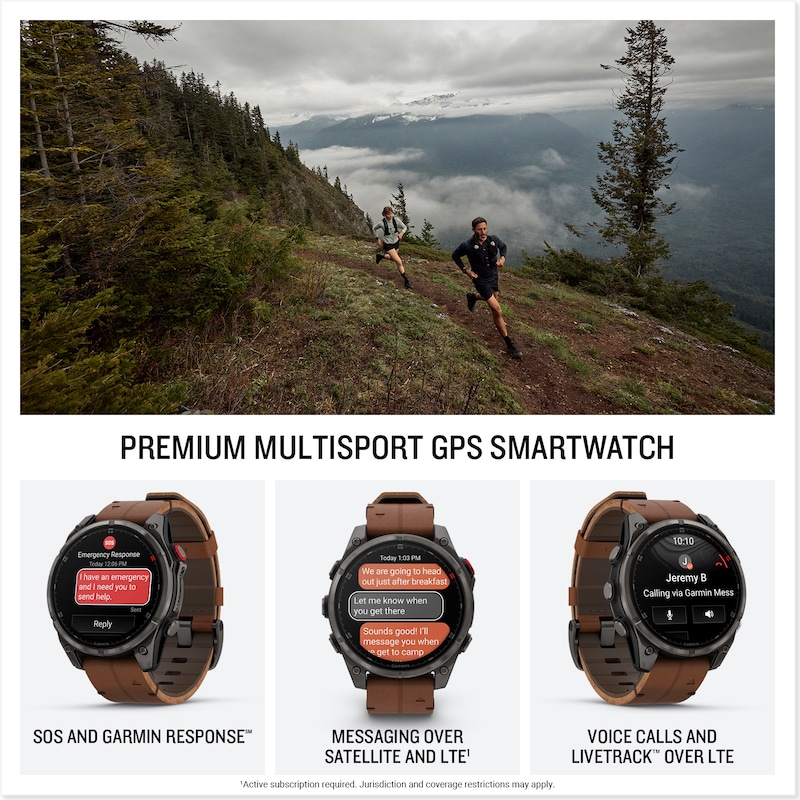 Main Image 2 of Garmin Fēnix 8 Pro 47mm AMOLED Carbon Grey DLC Titanium & Leather Smartwatch
