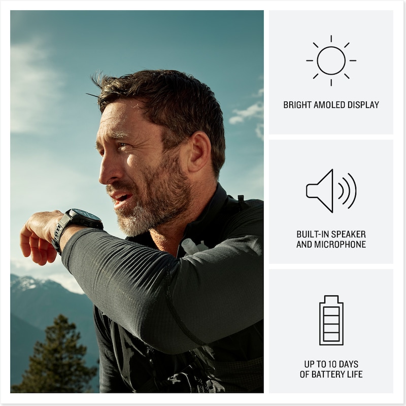 Main Image 3 of Garmin Fēnix 8 Pro 47mm AMOLED Carbon Grey DLC Titanium & Leather Smartwatch