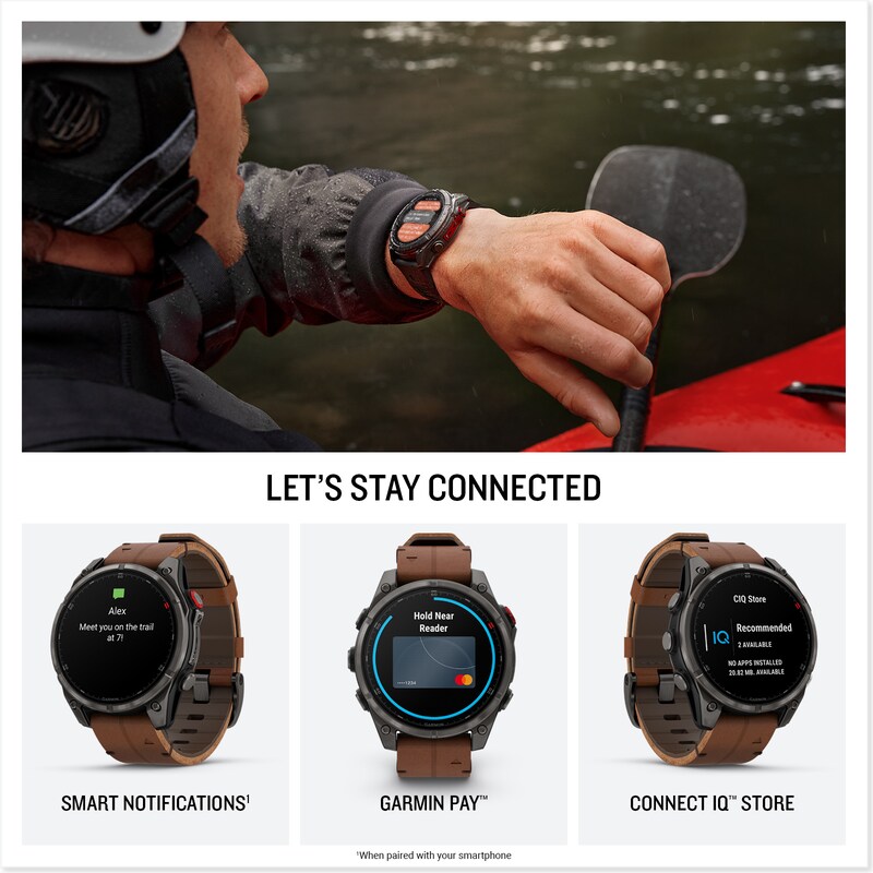 Main Image 4 of Garmin Fēnix 8 Pro 47mm AMOLED Carbon Grey DLC Titanium & Leather Smartwatch