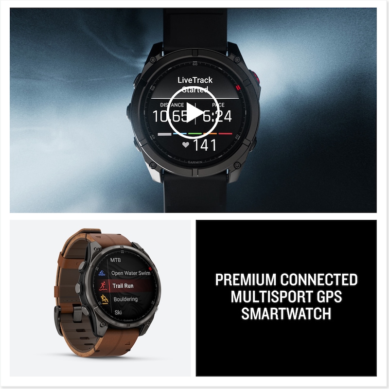Main Image 8 of Garmin Fēnix 8 Pro 47mm AMOLED Carbon Grey DLC Titanium & Leather Smartwatch