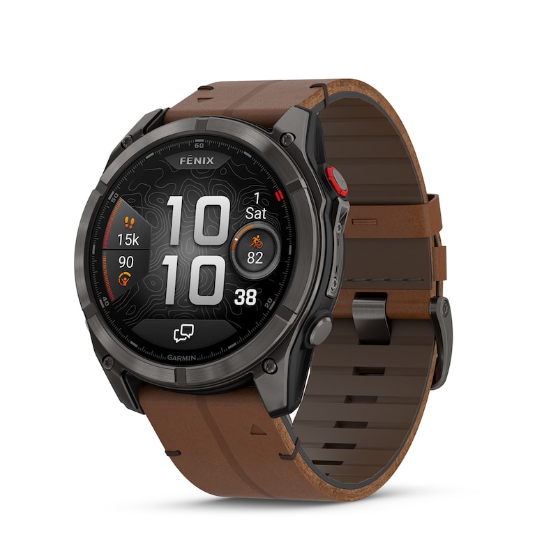 Main Image 1 of Garmin Fēnix 8 Pro 51mm AMOLED Carbon Grey DLC Titanium & Leather Smartwatch