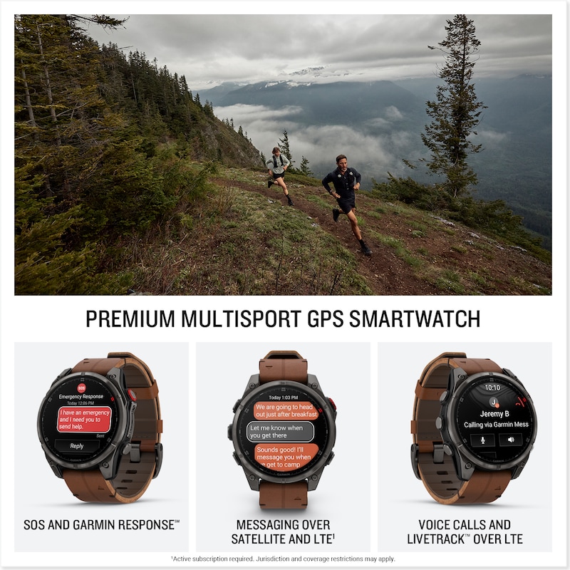 Main Image 2 of Garmin Fēnix 8 Pro 51mm AMOLED Carbon Grey DLC Titanium & Leather Smartwatch