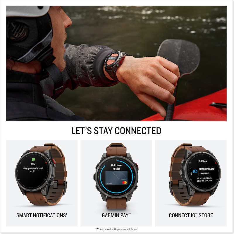 Main Image 4 of Garmin Fēnix 8 Pro 51mm AMOLED Carbon Grey DLC Titanium & Leather Smartwatch