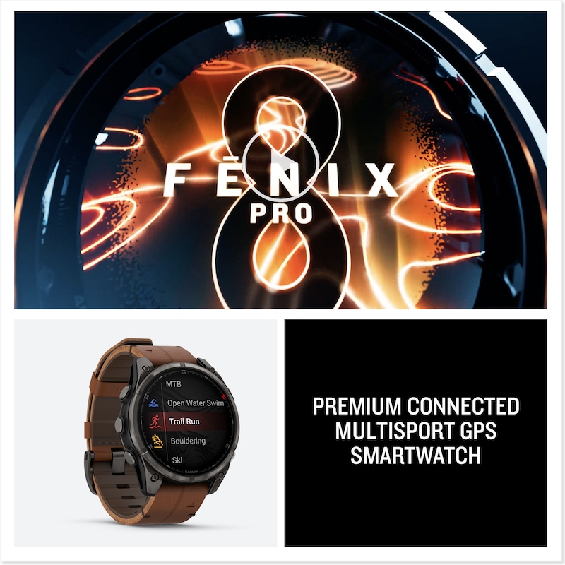 Main Image 8 of Garmin Fēnix 8 Pro 51mm AMOLED Carbon Grey DLC Titanium & Leather Smartwatch