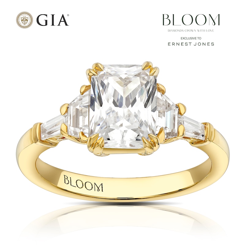 Main Image 1 of Bloom Rome 18ct Yellow Gold 2.20ct Lab Grown Diamond Emerald Ring