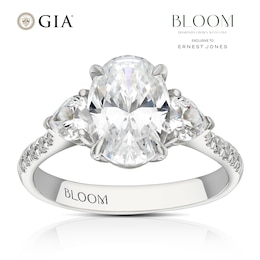 Bloom Vienna Platinum 2.62ct Lab Grown Diamond Oval & Trillion Trilogy Ring