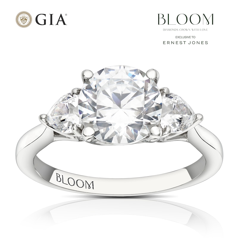 Main Image 1 of Bloom Florence Platinum 2.50ct Lab Grown Diamond Heart Trilogy Ring