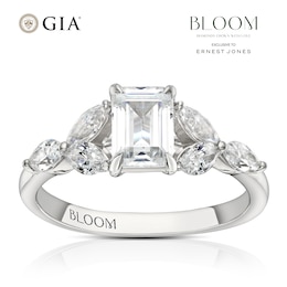 Bloom Rome Platinum 1.50ct Lab Grown Diamond Floral Emerald Ring