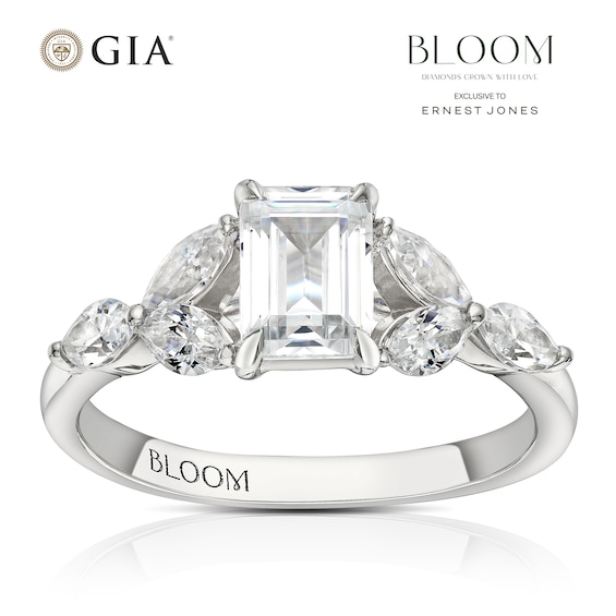 Bloom Rome Platinum 1.50ct Lab Grown Diamond Floral Emerald 