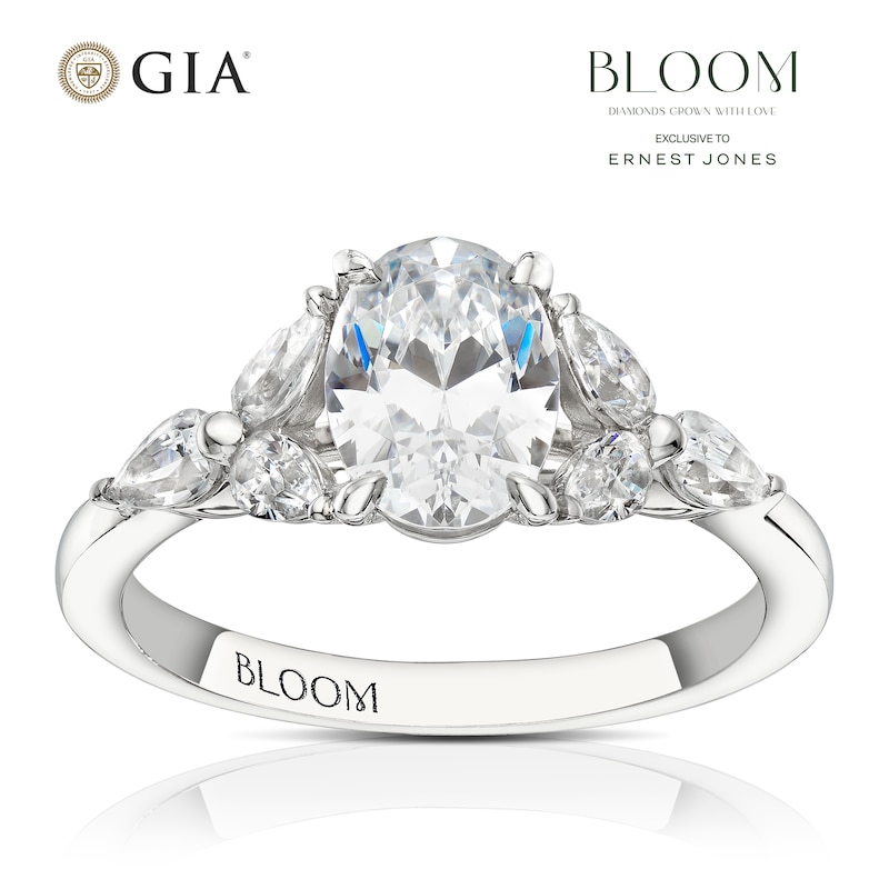 Main Image 1 of Bloom Vienna Platinum 1.50ct Lab Grown Diamond Floral Oval Ring