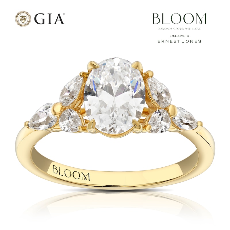 Main Image 1 of Bloom Vienna 18ct Yellow Gold 1.50ct Lab Grown Diamond Floral Oval Ring