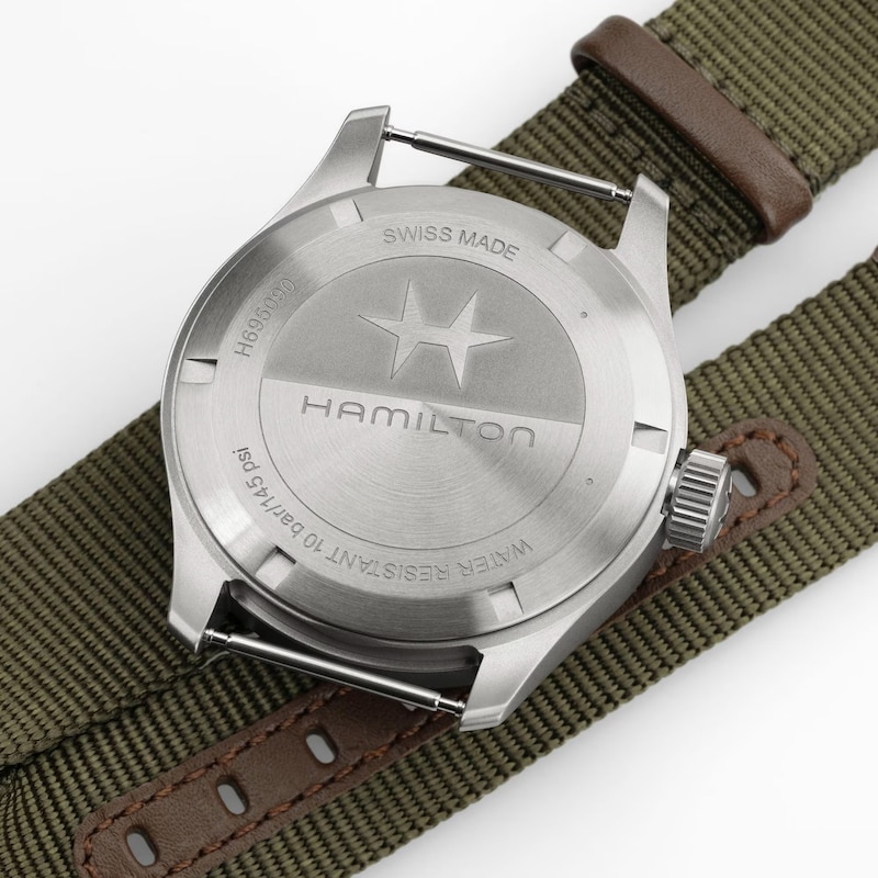Main Image 4 of Hamilton Khaki Field Mechanical 40 mm Green Fabric Strap Watch