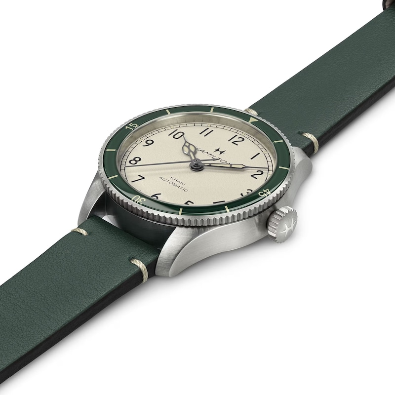 Main Image 2 of Hamilton Khaki Aviation Pilot Pioneer 38mm Moss Green Leather Strap Watch