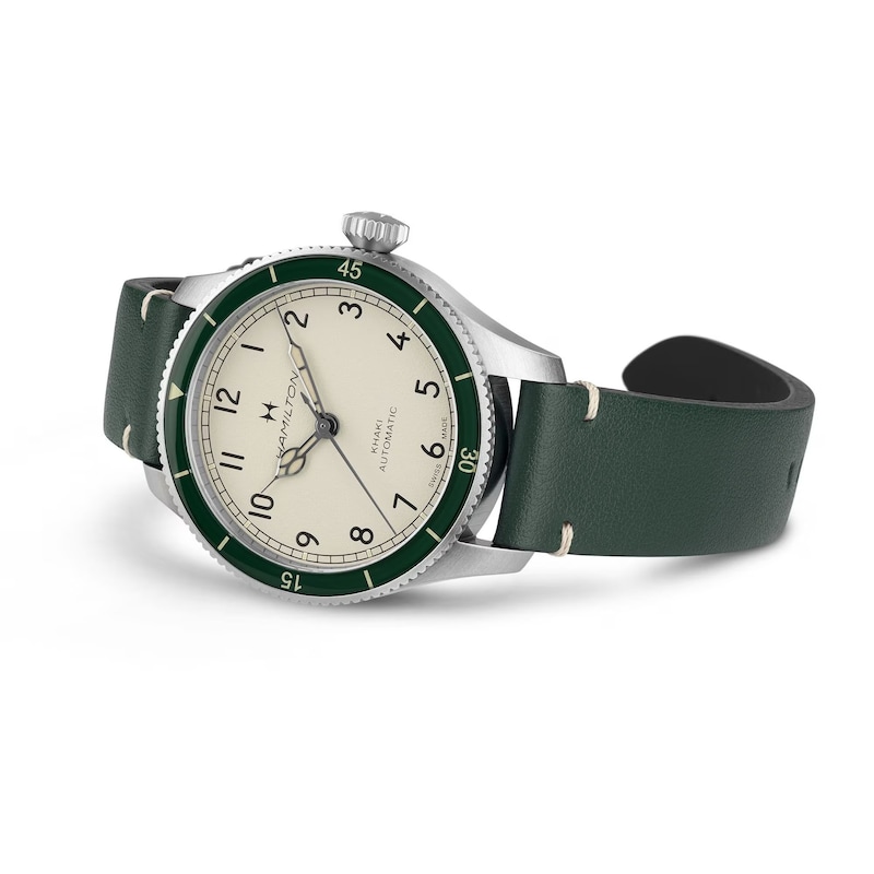 Main Image 3 of Hamilton Khaki Aviation Pilot Pioneer 38mm Moss Green Leather Strap Watch